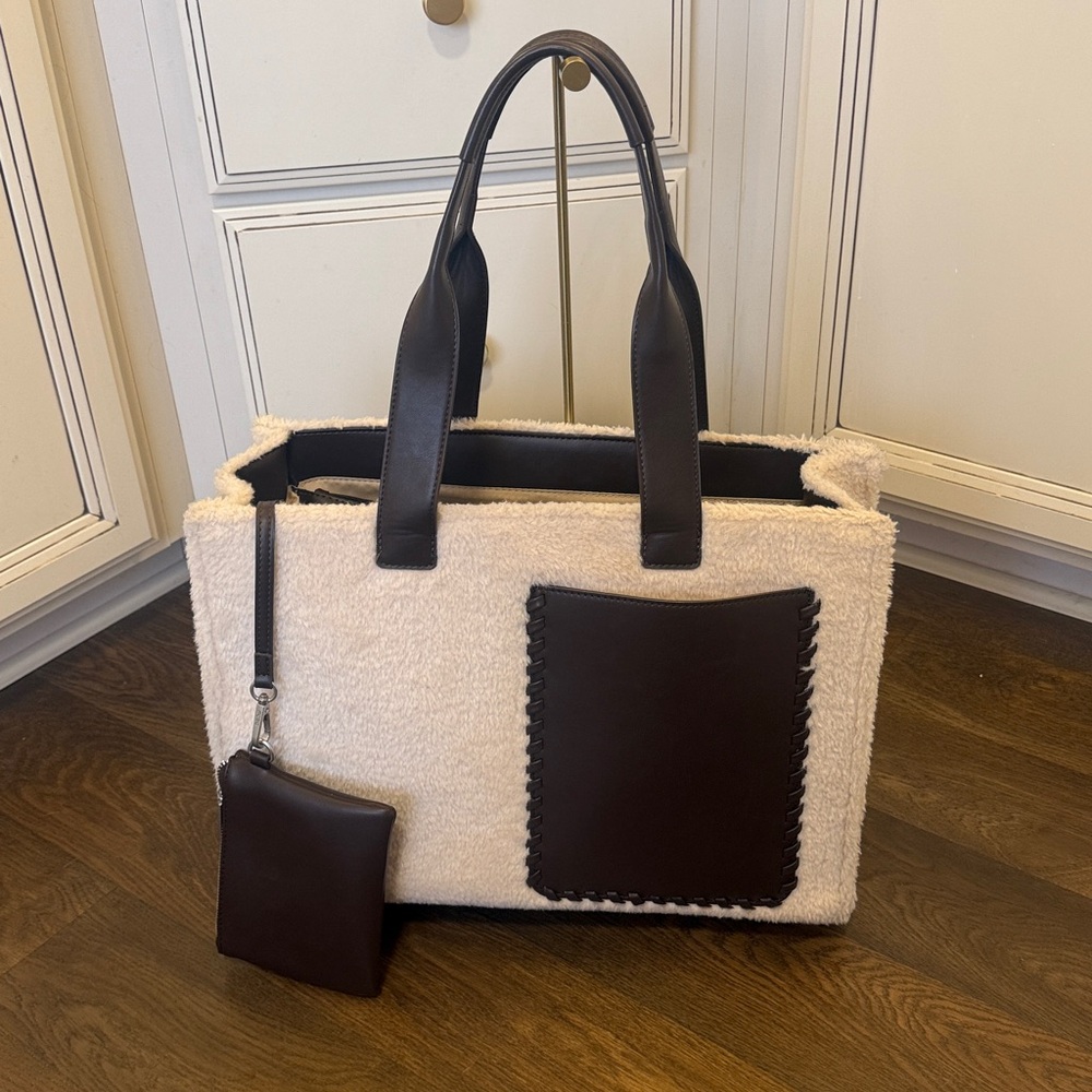 BCBG Sherpa-style Large Tote